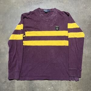 Vintage 90s Polo Ralph Lauren Burgundy Striped Shirt